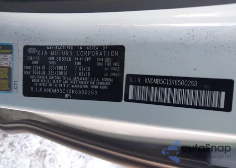 2019 Kia Sedona Ex z USA, uszkodzony, nr VIN KNDMB5C13K6500263